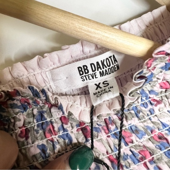 BB Dakota x Steve Madden Top Smock Factor Blue Pink XS NWT - Picture 7 of 8